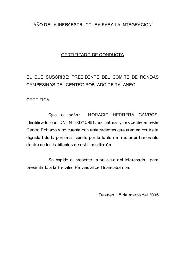 Carta De Buena Conducta Laboral Ejemplo - About Quotes k