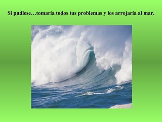 Si pudiese…tomaría todos tus problemas y los arrojaría al mar.
 