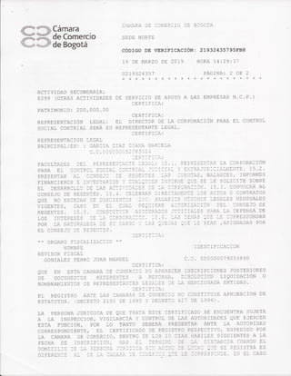 Certificado de camara y comercio | PDF