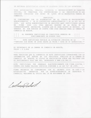 Certificado de camara y comercio | PDF