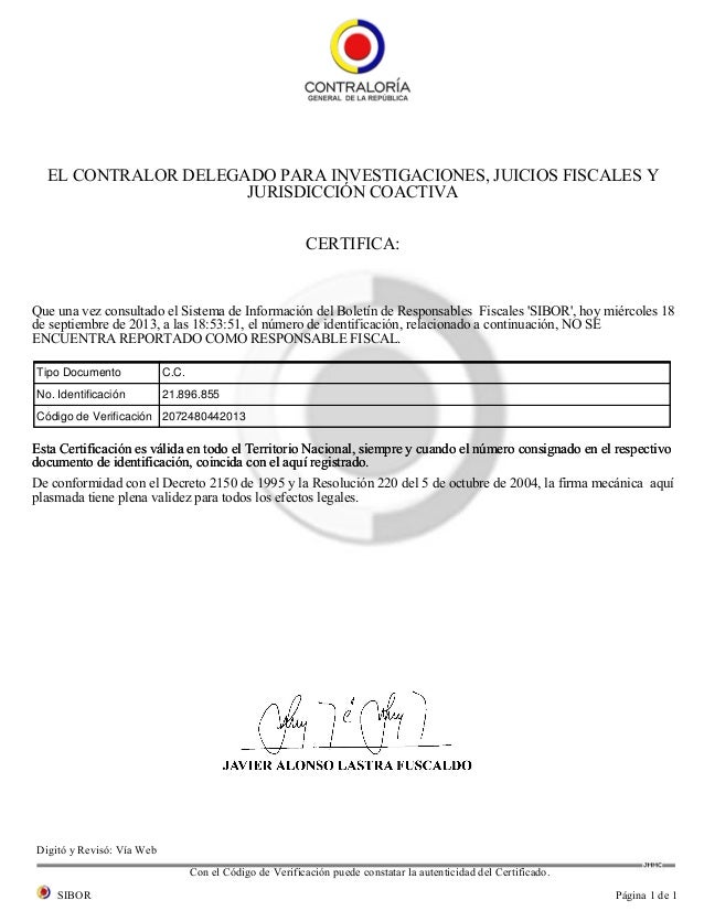 Certificado de contraloria