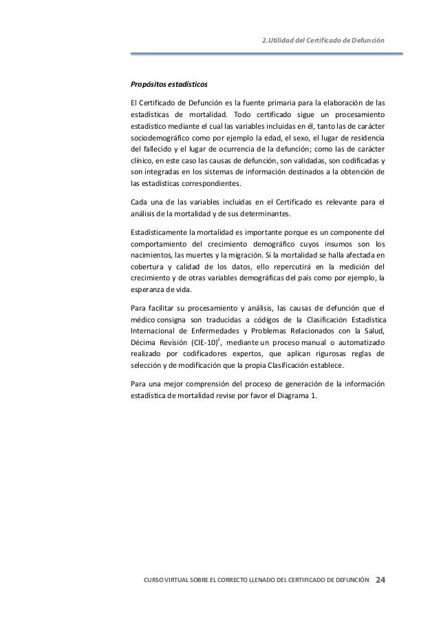 Certificado De Defuncion Correcto Llenado