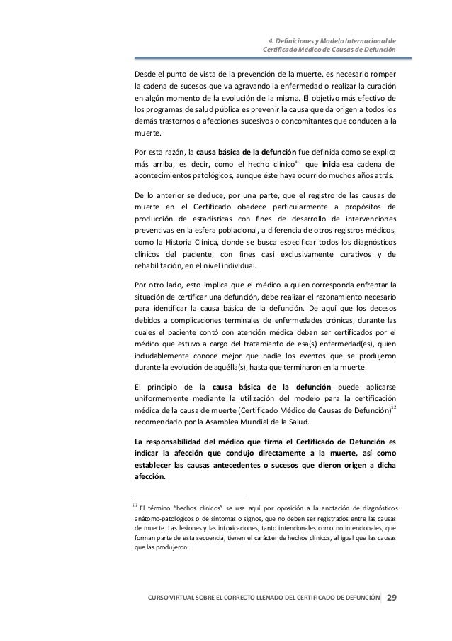 Certificado de defunciòn correcto llenado