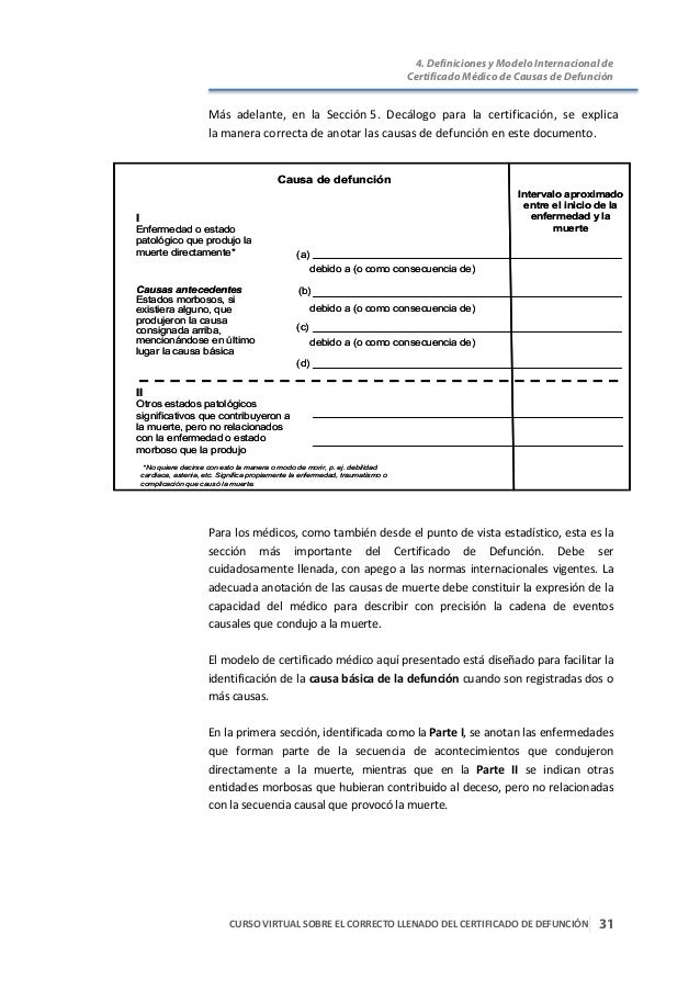 Certificado de defunciòn correcto llenado