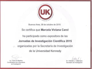 Certificado de expositora en jornadas de investigacion cientifica