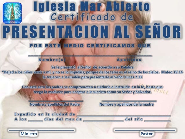 Certificados de presentacion de niños