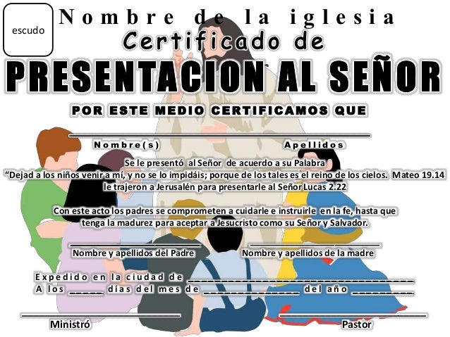 certificados de presentacion de niños certificados para ninos