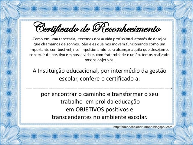 Certificado de reconhecimento