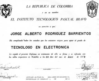 Certificado de tecnología