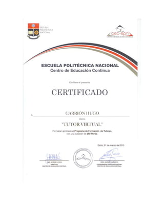 Certificado de tutor virtual