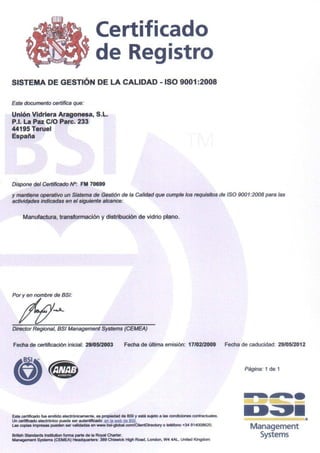 Certificado empresa uva