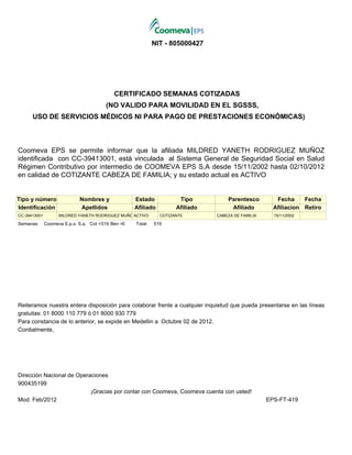 Certificado eps | PDF