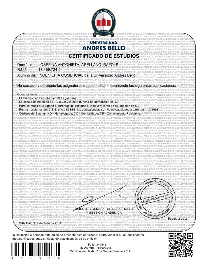 Certificado Notas año 20011 y Parcial 1er Semestre 2012