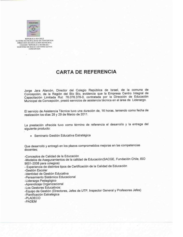 Certificado experiencia