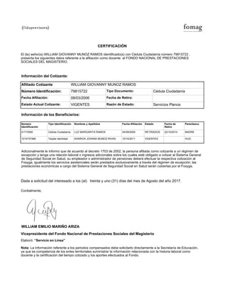 Certificado fomag | PDF