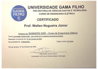 CERTIFICADO DA  UNIVERSIDADE GAMA FILHO - GAMAENG