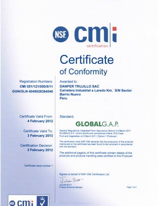 Danpet - Certificado Global GAP