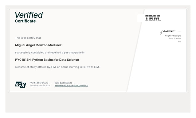 Certificado IBM Basics Python for Data Science | PDF | Computer ...