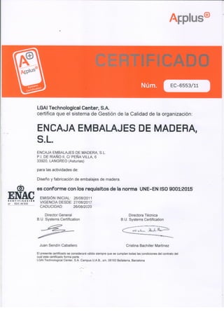 Certificado ISO 9001 