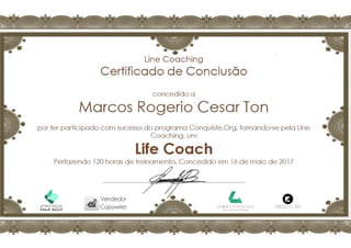 Certificado Life Coaching da Line Coaching