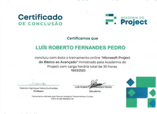 Certificado MS Project