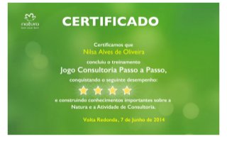 Certificado natura curso_formacao_inicial_nilsa_alves_de_oliveira