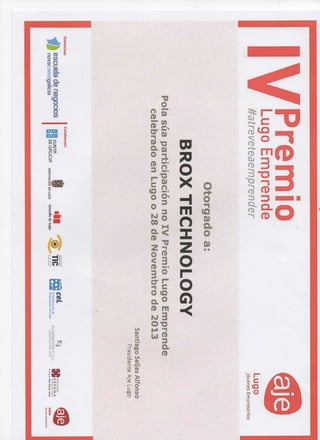 Certificado premios aje lugo 2013