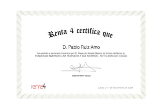 Certificado Renta4 - Fondos de Inversión - Pablo Ruiz Amo