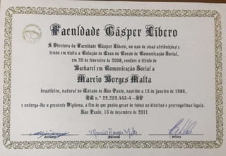 Certificados formacao Marcio Borges Malta