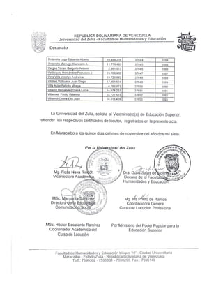 Certificados Locutor Acta 15