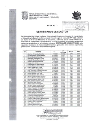 Certificados Locutor Acta 17