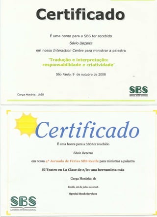 Certificados sávio