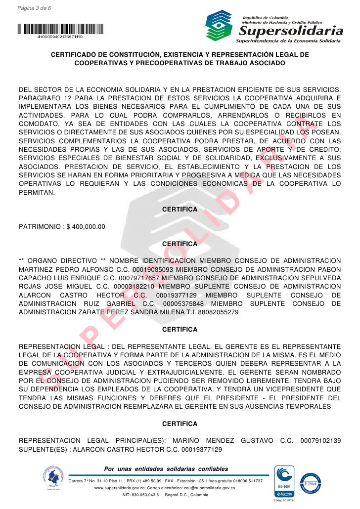 Certificado supersolidaria coorsuba