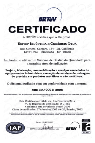 Certificado usitep pt