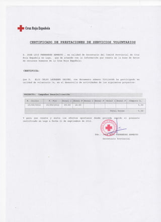 Certificado voluntariado cruz roja