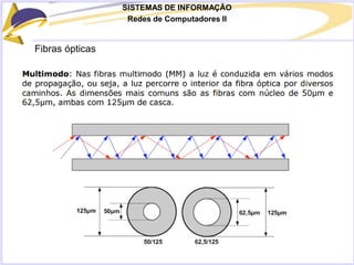 SISTEMAS DE INFORMAÇÃO
Redes de Computadores II
Fibras ópticas
 