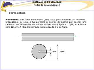 SISTEMAS DE INFORMAÇÃO
Redes de Computadores II
Fibras ópticas
 