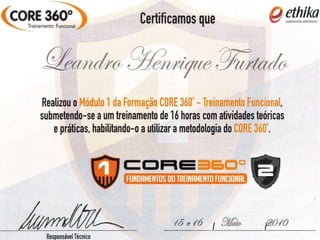 Certificação core 360 treinamento funcional