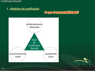 Certificação Florestal


        1. Histórico da certificação:
                                        O que é sustentabilidade?




12/35
 