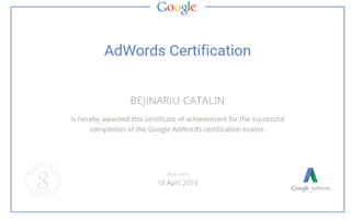 Certificare google adwords  2015 2016