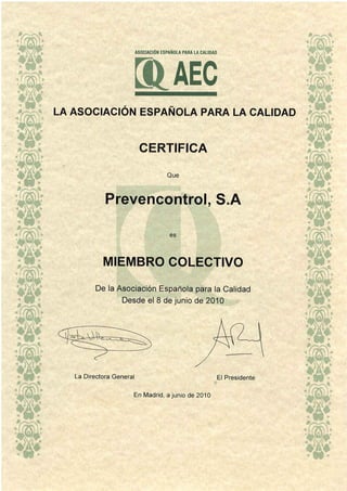 Certificat AEC