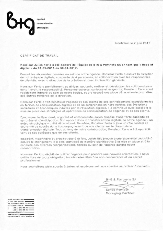 Certificat de travail agence d