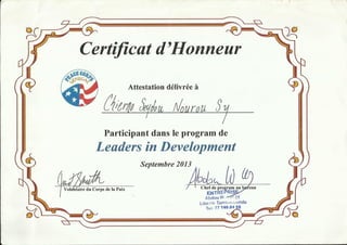 Certificate of Honor