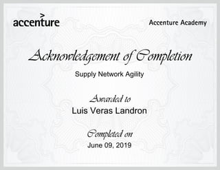 Supply Network Agility
June 09, 2019
Luis Veras Landron
 