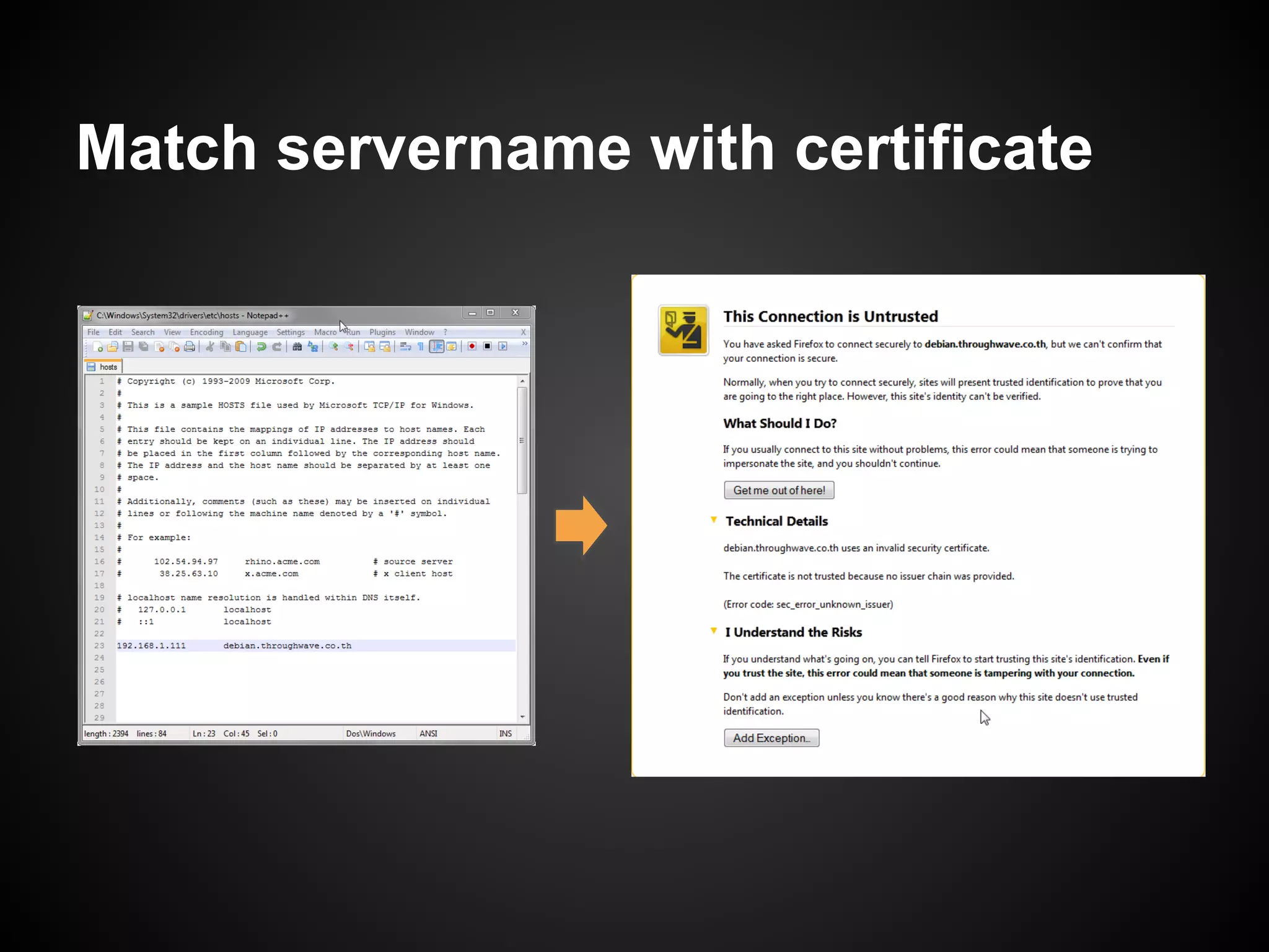 Match servername with certificate
 