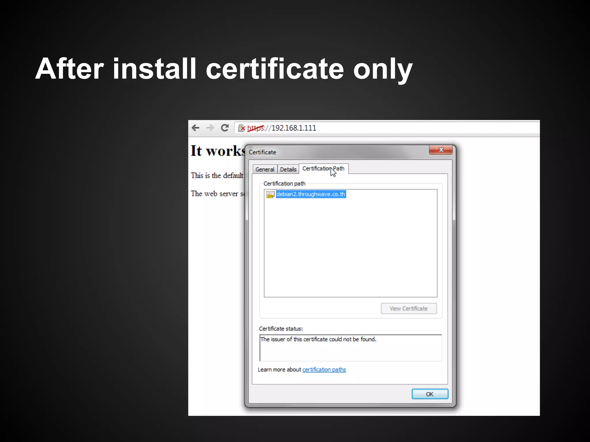 After install certificate only
 