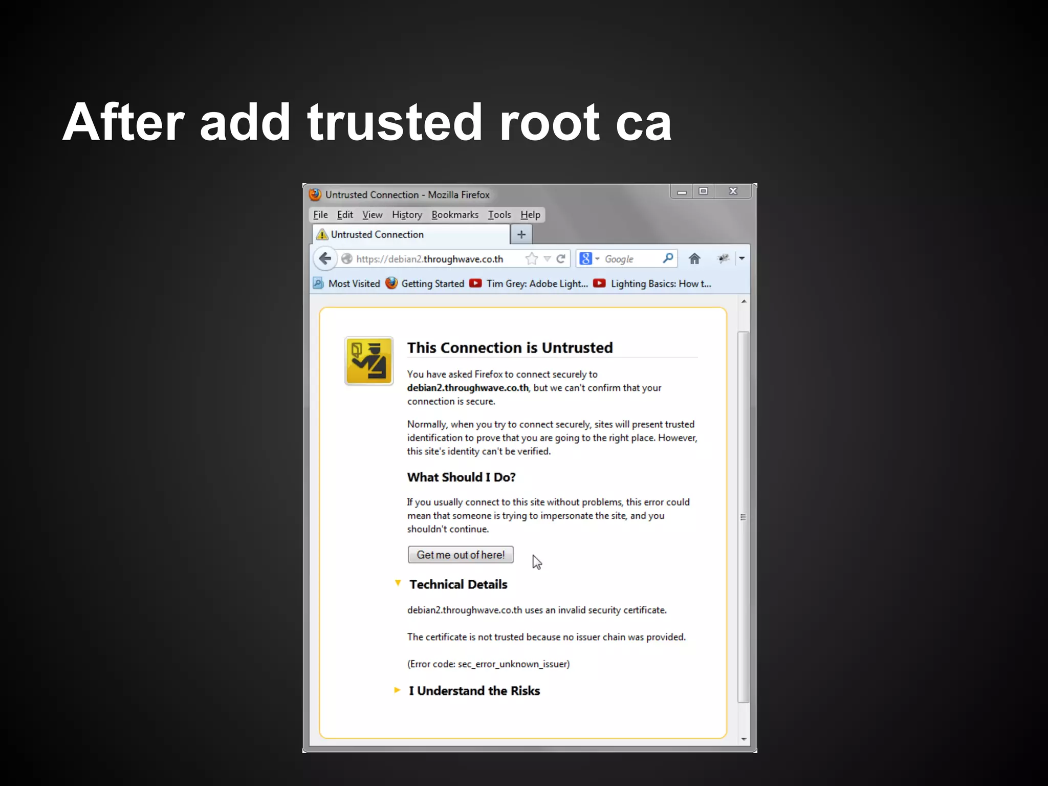 After add trusted root ca
 