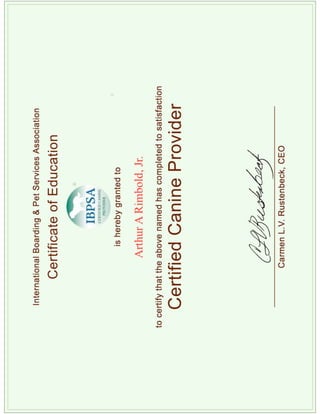Certificate of Completion - Certified Pet Care Provider 