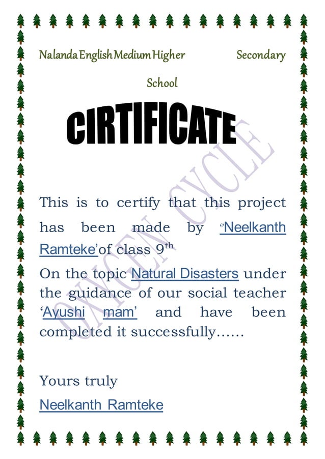 certificate for project