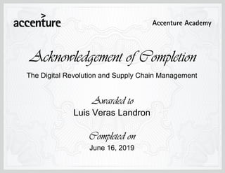 The Digital Revolution and Supply Chain Management
June 16, 2019
Luis Veras Landron
 